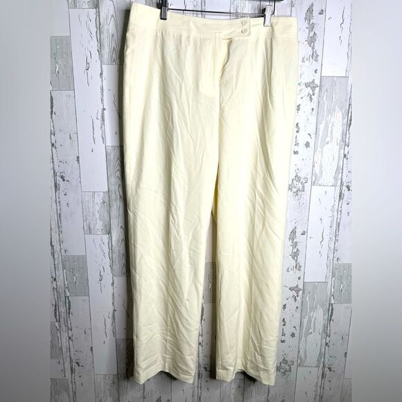 Josephine Essentials Womens Dress Pants Beige Zip Flat Front Trousers 16 NWT - Picture 1 of 6